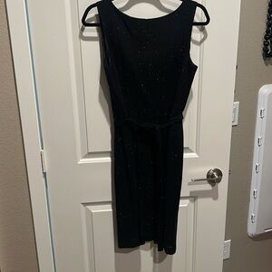 Black white spotted linen dress